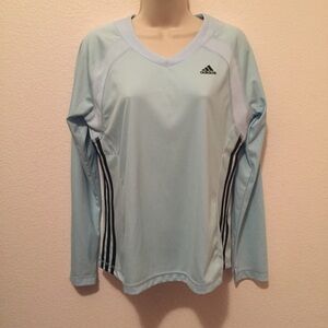 Adidas Women's Long Sleeve Pullover V-neck Light Blue Medium